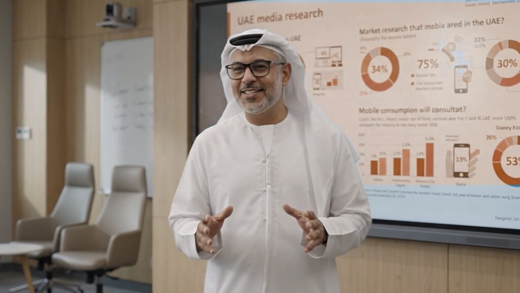 Hadi Jawad presenting market research findings